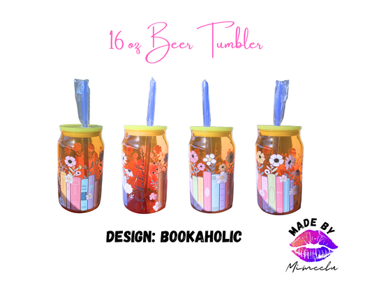 Bookaholic- 16 oz Beer Glass Tumbler