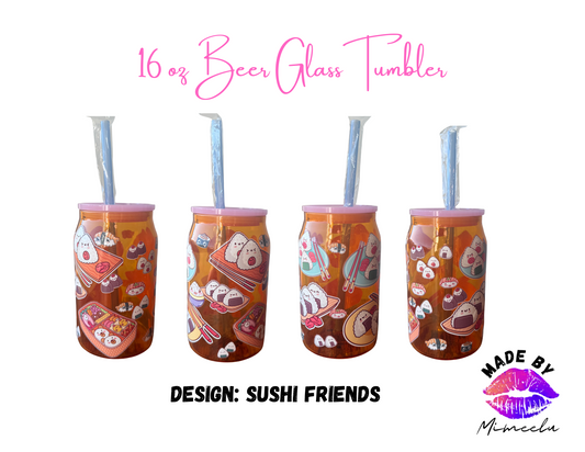 Sushi Friends- 16 oz Beer Glass Tumbler