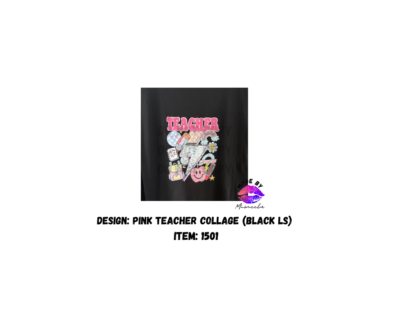 Pink Teacher Collage (Black)